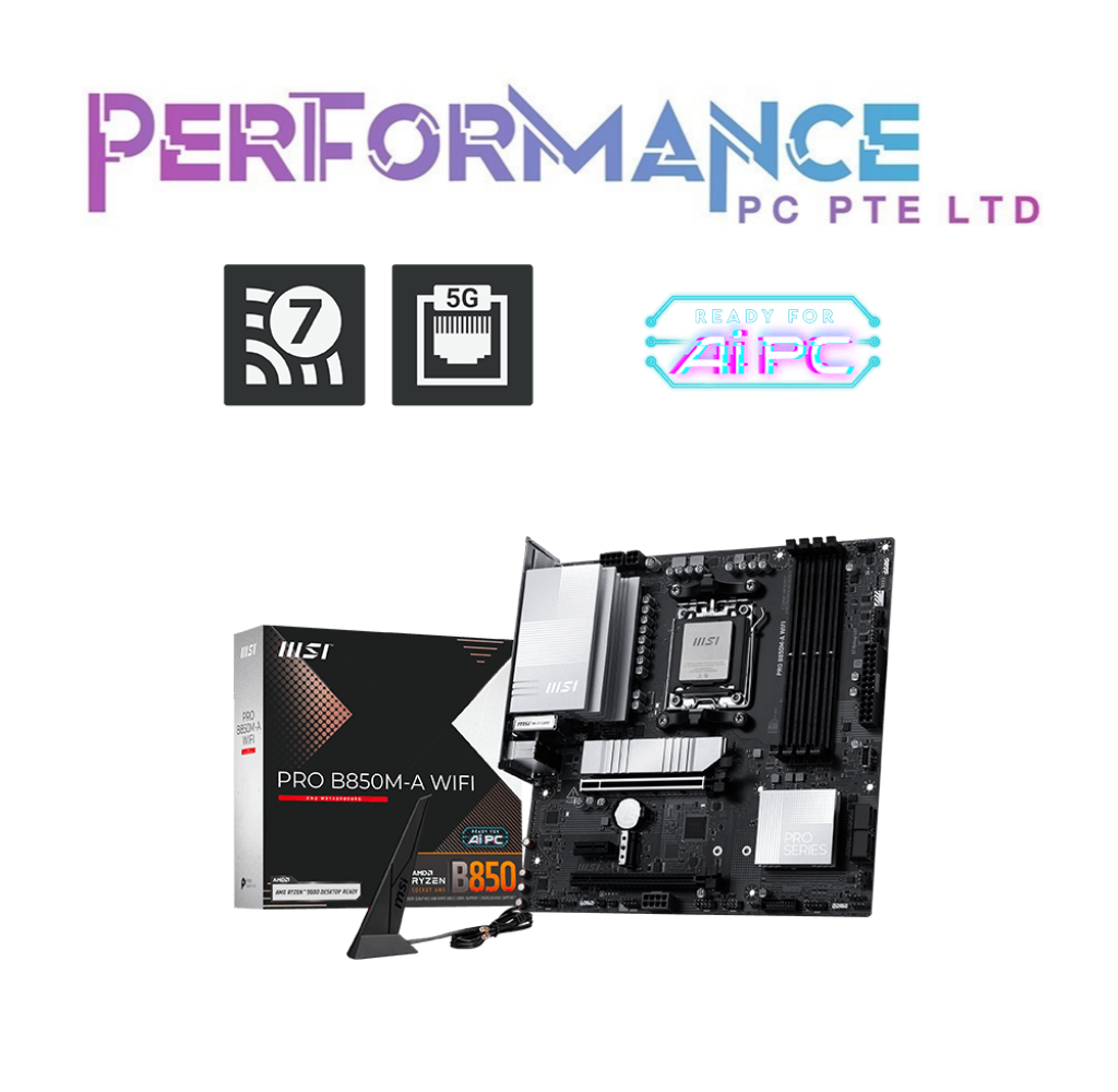MSI PRO B850M A WIFI AM5 MATX DDR5 MOTHERBOARD (3 YEARS WARRANTY BY CORBELL TECHNOLOGIES PTE LTD)