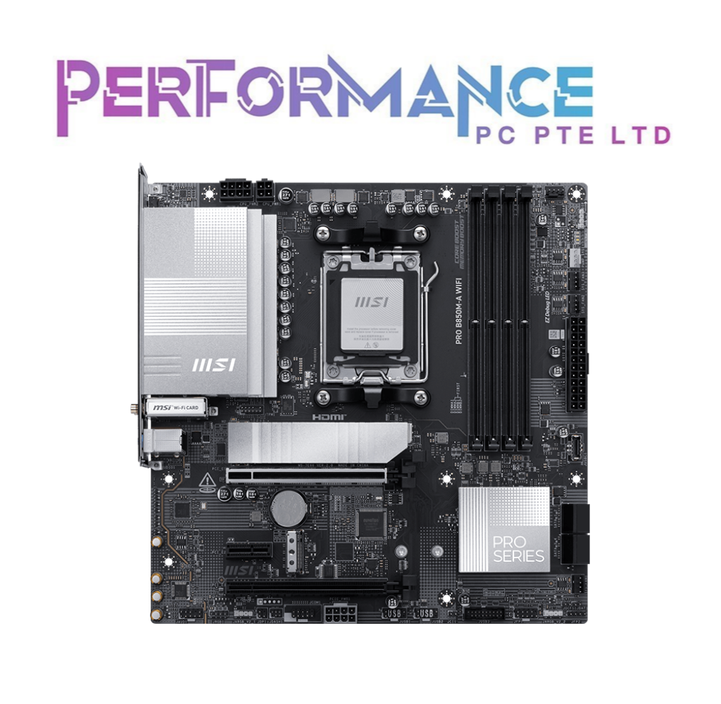 MSI PRO B850M A WIFI AM5 MATX DDR5 MOTHERBOARD (3 YEARS WARRANTY BY CORBELL TECHNOLOGIES PTE LTD)