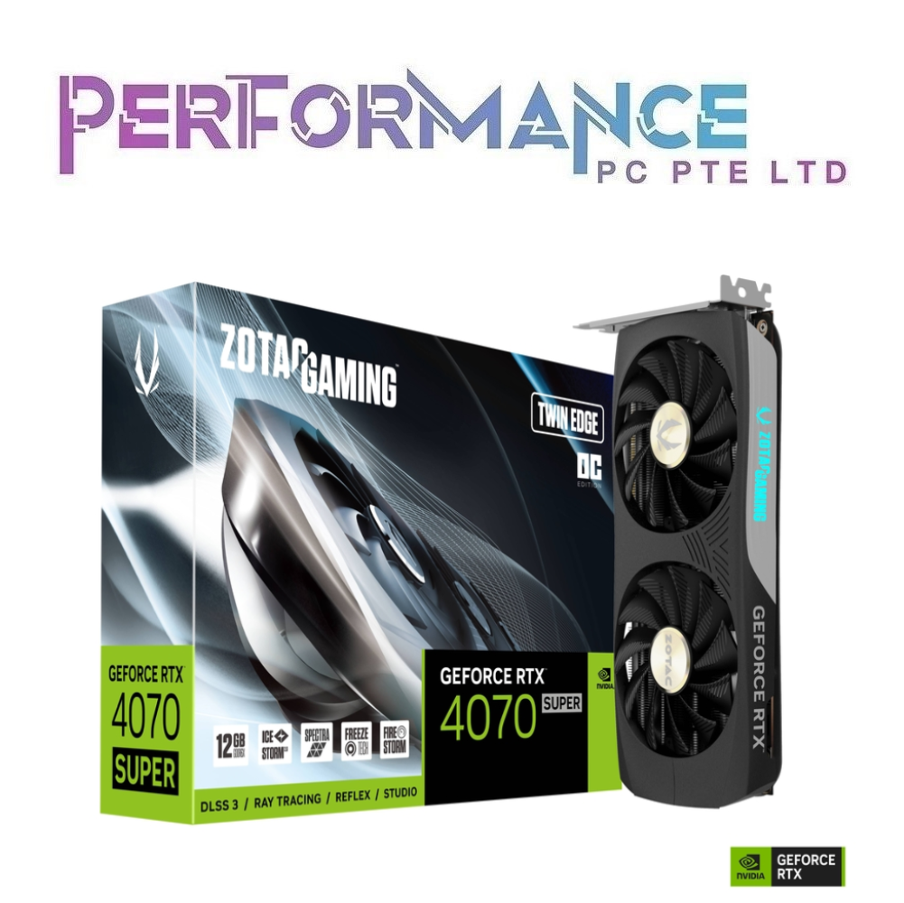 ZOTAC GAMING GeForce RTX 4070 RTX4070 SUPER Twin Edge OC 12GB GDDR6X - Black (3 YEARS WARRANTY BY TECH DYNAMIC PTE LTD)