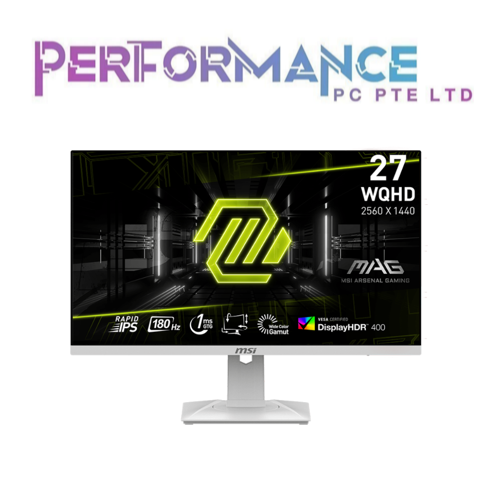 MSI MAG 274QRFW * 27"/WQHD/Flatscreen/Rapid IPS/180Hz * 1ms(MPRT)/1ms(GtG)/AdaptiveSync/HDR400 - White (3 YEARS WARRANTY BY CORBELL TECHNOLOGY PTE LTD)