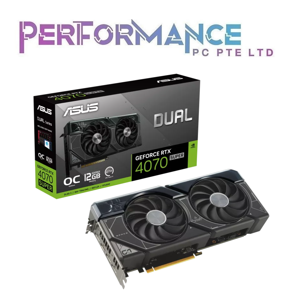 ASUS Dual GeForce RTX 4070 RTX4070 SUPER OC Edition 12GB GDDR6X - Black/White (3 YEARS WARRANTY BY BAN LEONG TECHNOLOGHY PTE LTD)