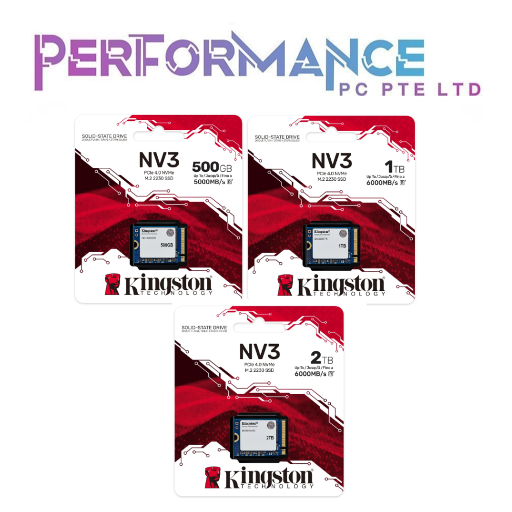 KINGSTON NV3 2230 PCIe Gen4.0 NVMe M.2 SSD 500GB /1TB /2TB (5 YEARS BY CONVERGENT SYSTEM PTE LTD)