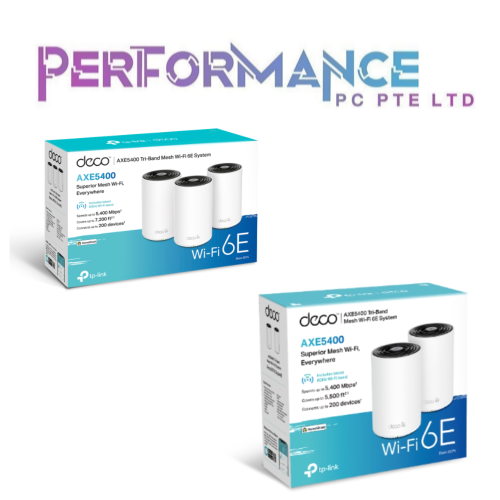 TP Link Deco XE75 AXE5400 2 / 3 Piece Pack  Tri-Band Mesh Wi-Fi 6E System (3 YEARS WARRANTY BY BAN LEONG TECHNOLOGY PTE LTD)