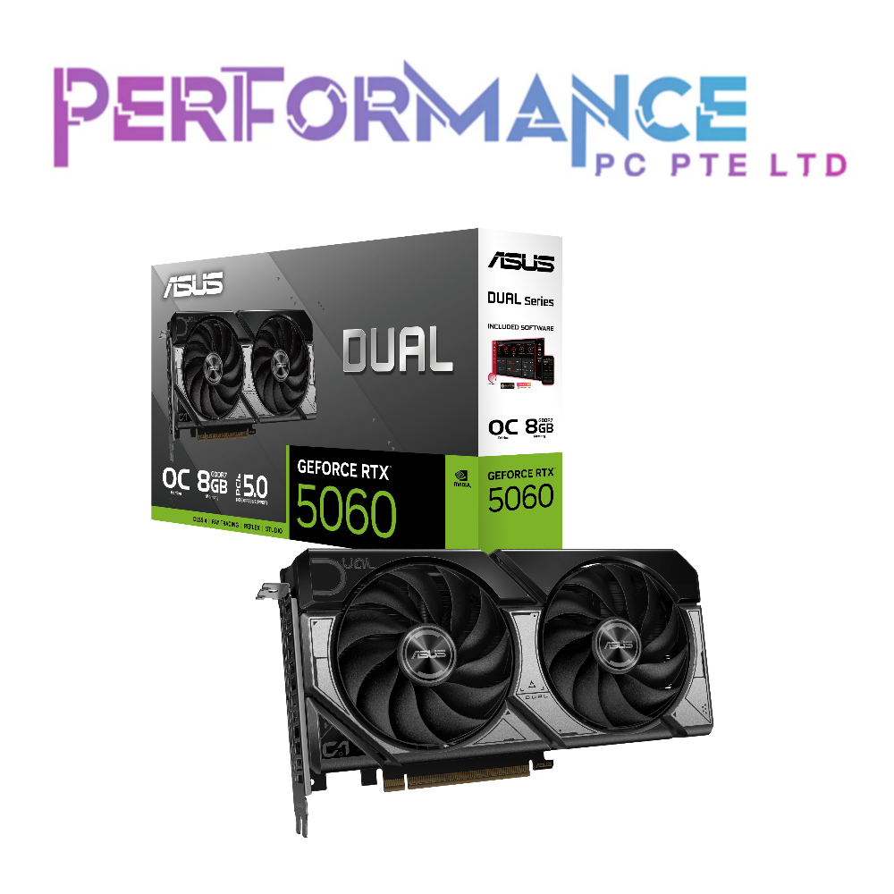 ASUS Dual GeForce RTX™ 5060 8GB GDDR7 OC Edition GRAPHICS CARD (3 YEARS WARRANTY BY BAN LEONG TECHNOLOGIES)