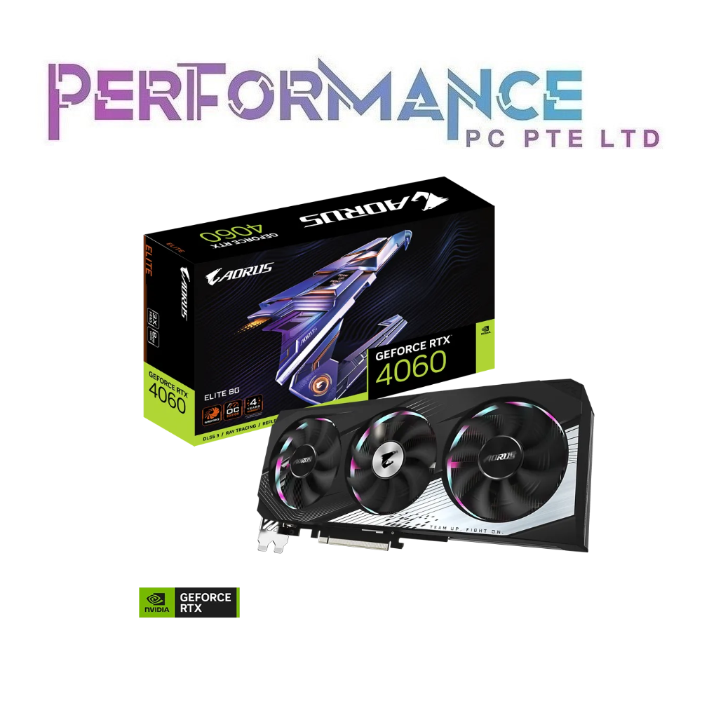 Gigabyte AORUS GeForce RTX4060 RTX 4060 ELITE 8G GDDR6 Video Graphic Card (3 YEARS WARRANTY BY CDL TRADING PTE LTD)