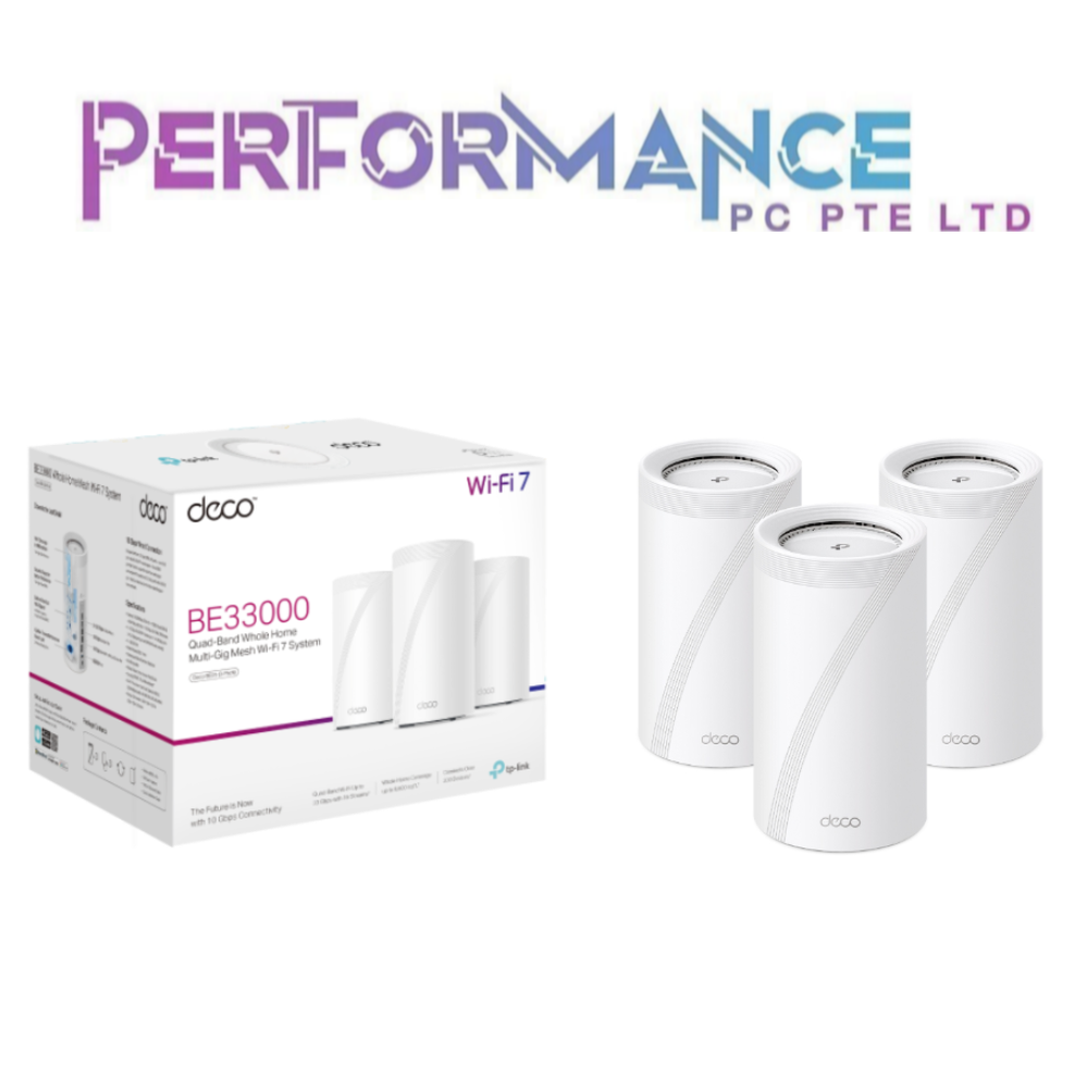 TP-Link Deco BE95 BE33000 3 / 2 / 1 Piece Pack Quad-Band Whole Home Mesh WiFi 7 System  (3 YEARS WARRANTY BY BAN LEONG TECHNOLOGY PTE LTD)