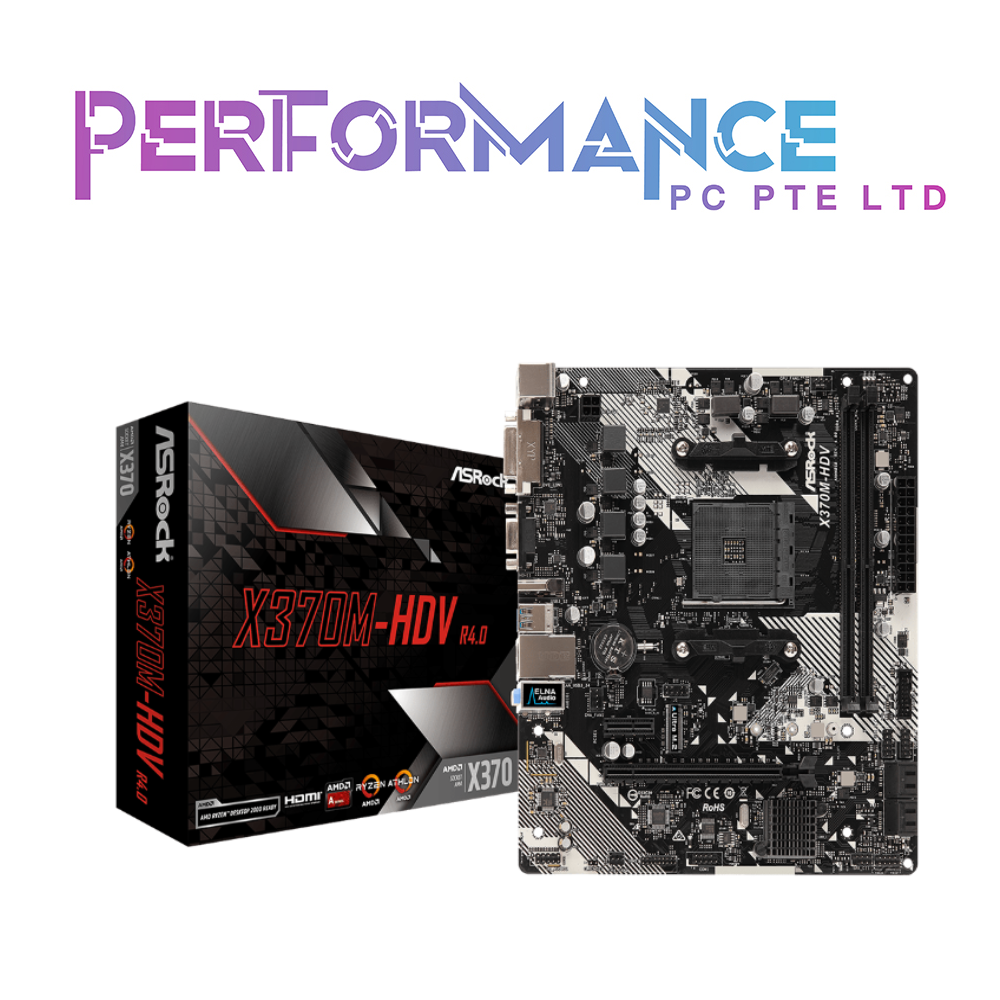 ASROCK X370M-HDV MOTHERBOARD R4.0 2 DIMMs, Supports DDR4 3200 1 PCIe 3.0 x16, 1 PCIe 2.0 x1 (3 YEARS WARRANTY BY TECH DYNAMIC PTE LTD)