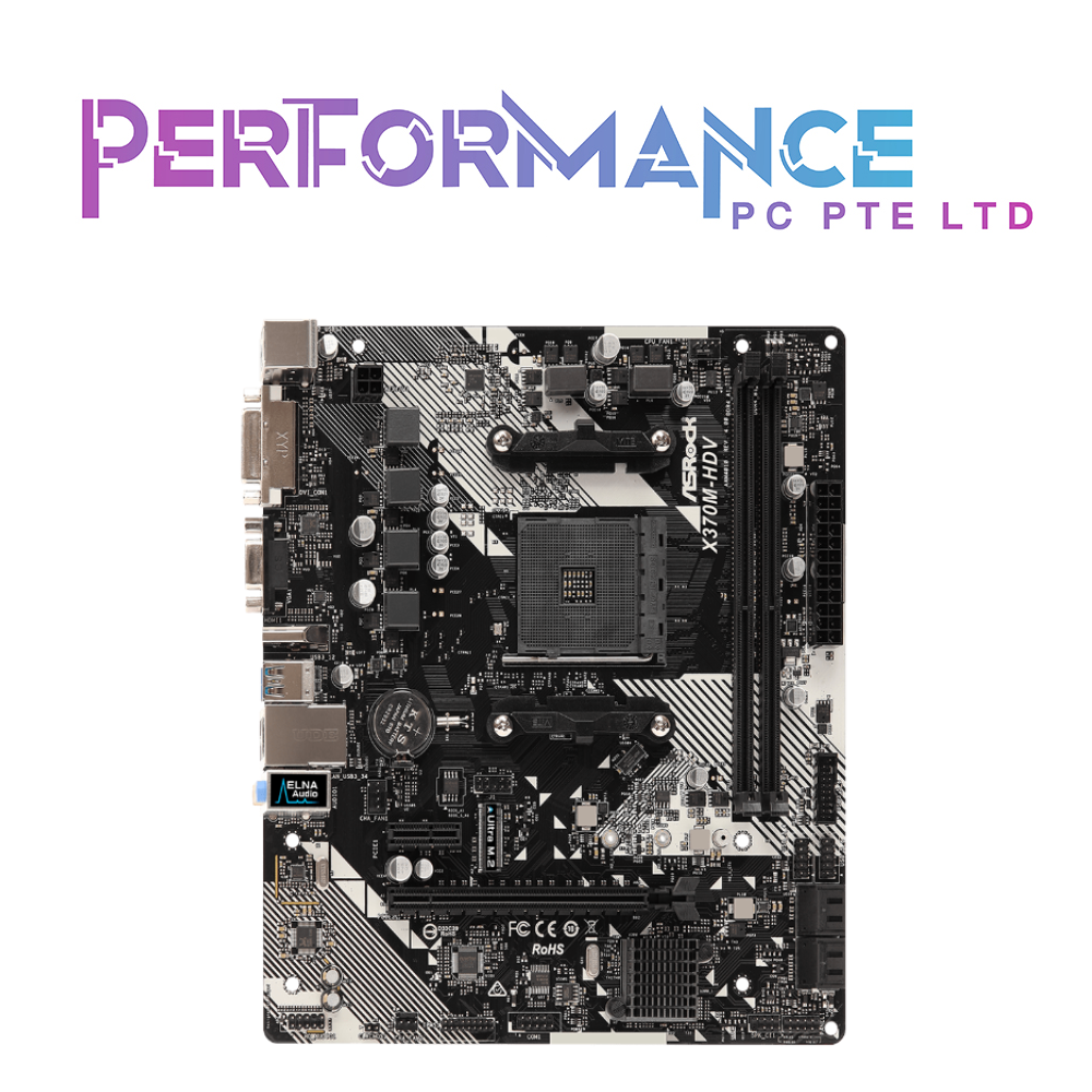 ASROCK X370M-HDV MOTHERBOARD R4.0 2 DIMMs, Supports DDR4 3200 1 PCIe 3.0 x16, 1 PCIe 2.0 x1 (3 YEARS WARRANTY BY TECH DYNAMIC PTE LTD)