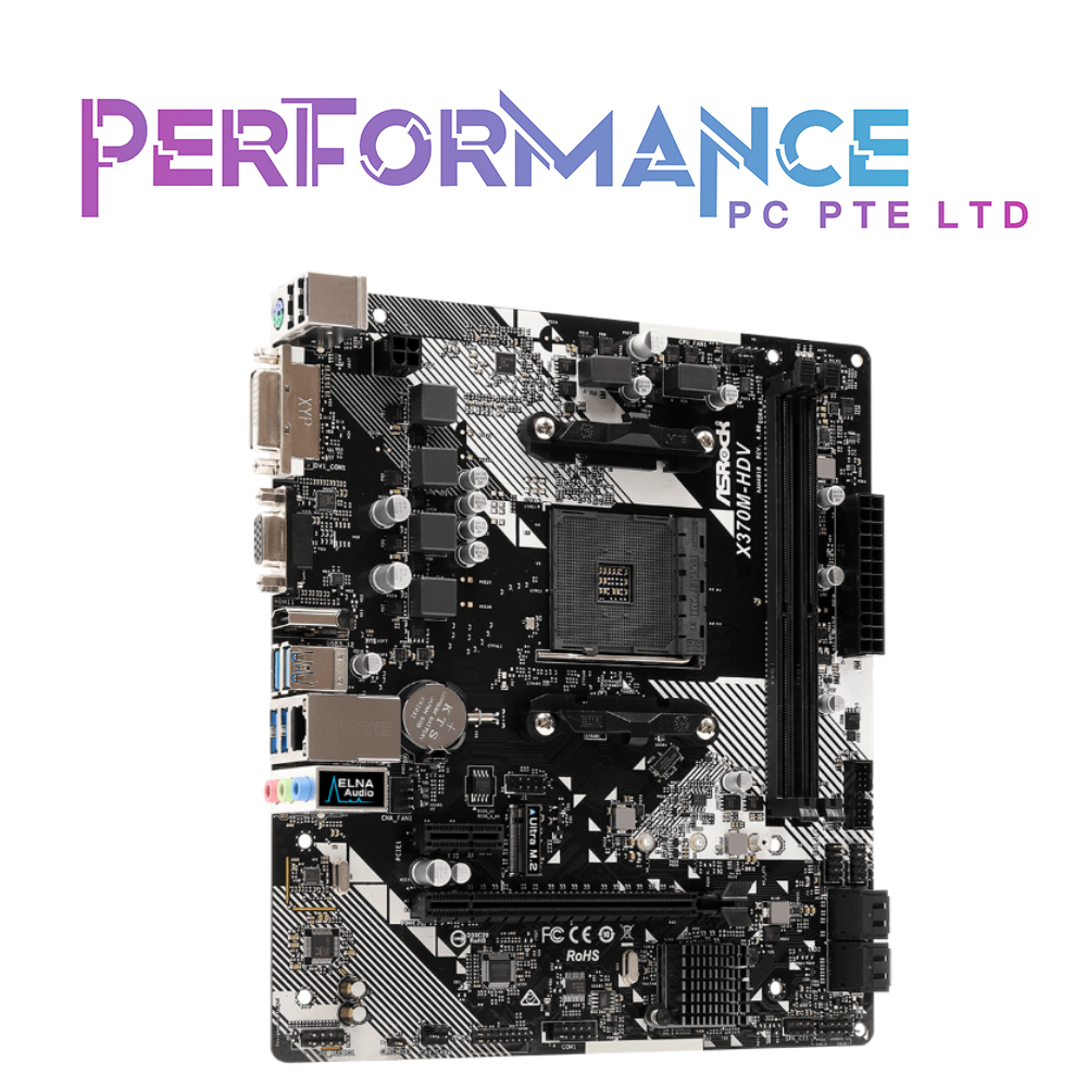 ASROCK X370M-HDV MOTHERBOARD R4.0 2 DIMMs, Supports DDR4 3200 1 PCIe 3.0 x16, 1 PCIe 2.0 x1 (3 YEARS WARRANTY BY TECH DYNAMIC PTE LTD)