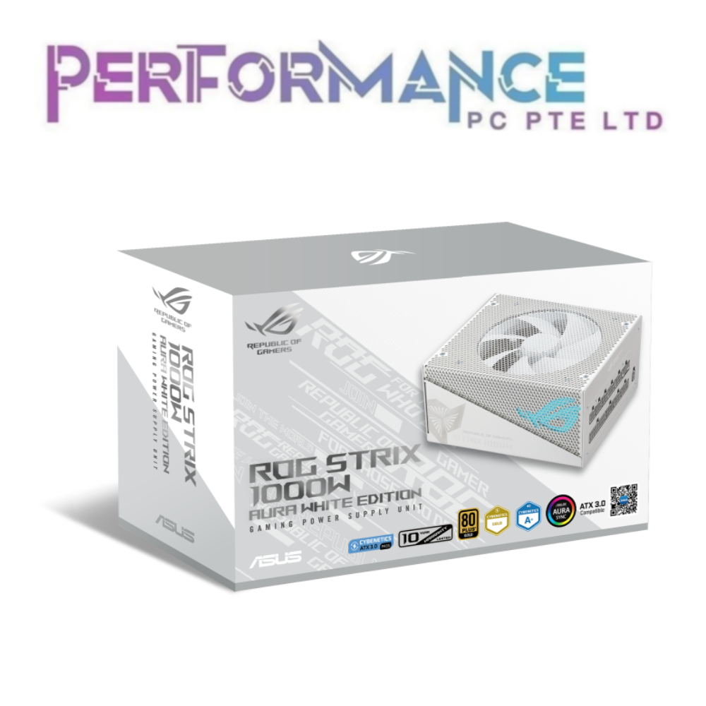 ASUS ROG STRIX 1000W 1000G Gold Aura White Edition Gaming Power Supply (10 YEARS WARRANTY BY BAN LEONG TECHNOLOGY PTE LTD)