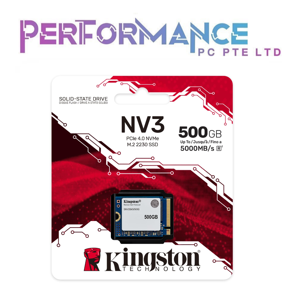 KINGSTON NV3 2230 PCIe Gen4.0 NVMe M.2 SSD 500GB /1TB /2TB (5 YEARS BY CONVERGENT SYSTEM PTE LTD)