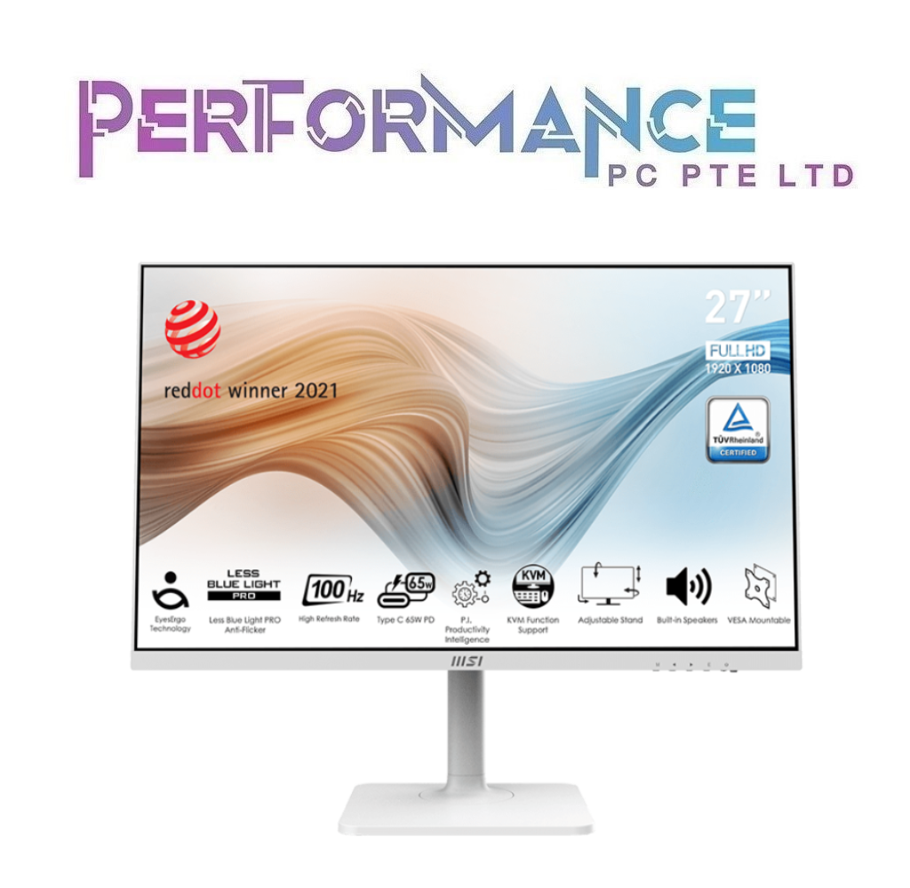 MSI Modern MD272XPW/MD272XP Black/White 27-inch IPS, 1920 x 1080 (FHD) 100Hz, 1ms, DisplayPort, HDMI (3 YEARS WARRANTY BY CORBELL TECHNOLOGY PTE LTD)