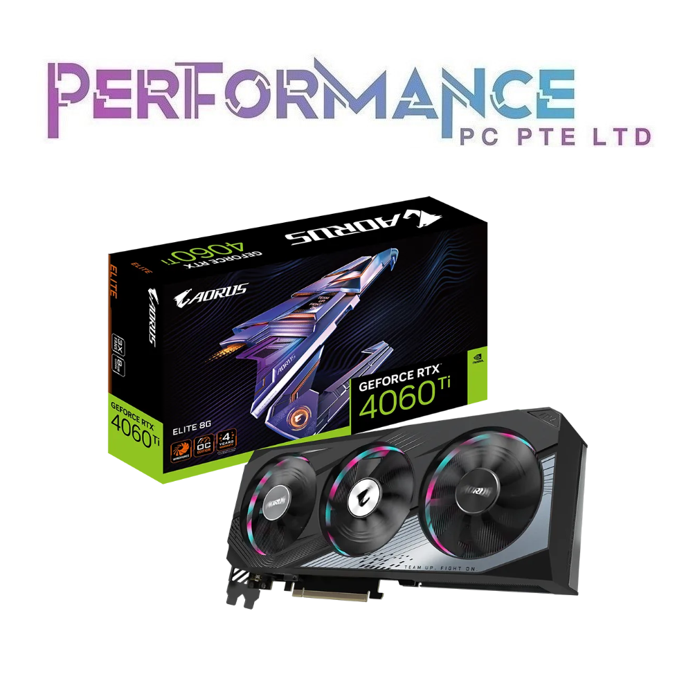 Gigabyte AORUS GeForce RTX 4060 Ti RTX4060 Ti RTX 4060Ti ELITE 8GB GDDR6 PCI-E 4.0 Video Graphic Card (3 YEARS WARRANTY BY CDL TRADING PTE LTD)