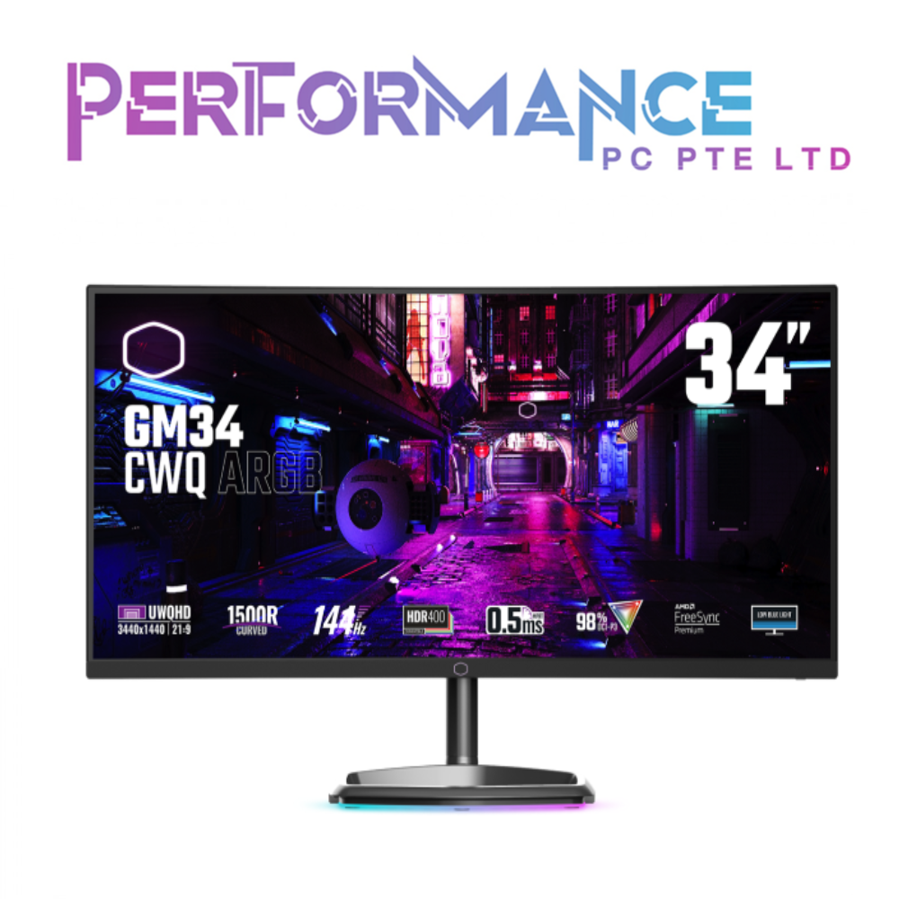 COOLER MASTER GM34-CWQ ARGB 34" Resolution UWQHD 3440x1440 Curved MONITOR (3 YEARS WARRANTY BY BAN LEONG TECHNOLOGY PTE LTD)