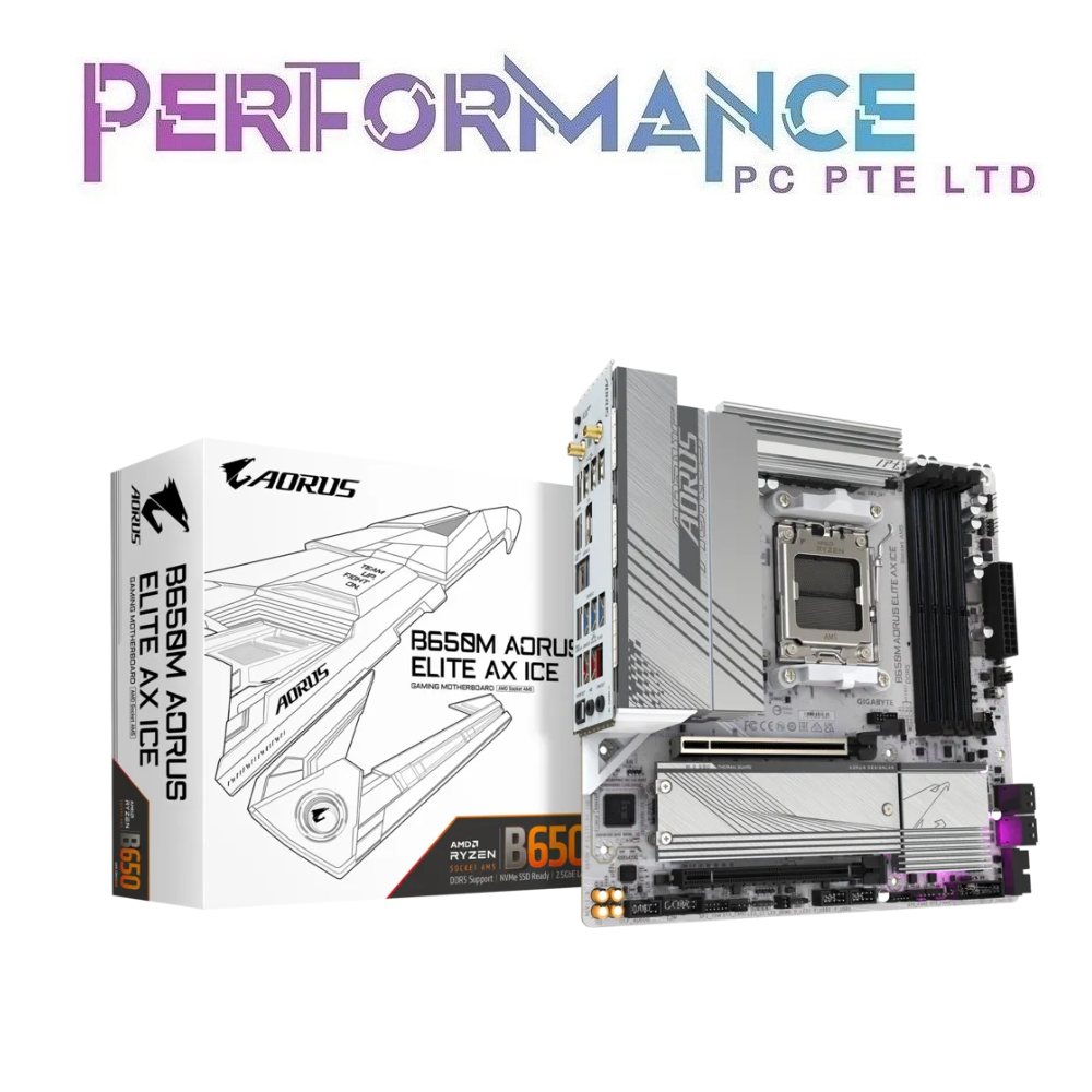 GIGABYTE B650M B 650M B650 M AORUS ELITE AX ICE MOTHERBOARD (3 YEARS WARRANTY BY CDL TRADING PTE LTD)