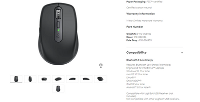 LOGITECH MX ANYWHERE 3S  MOUSE With 8000 DPI Compatibility Windows, macOS, iPadOS, ChromeOS, Linux - Graphite (2 YEARS WEARRANTY BY BAN LEONG TECHNOLOGY PTE LTD)