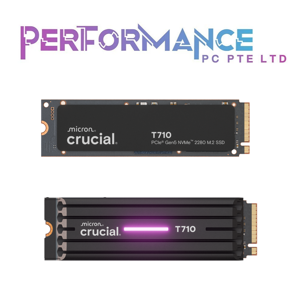 Crucial T710 1TB/2TB/4TB PCIe Gen5 NVMe 2280 M.2 SSD WITH/WITHOUT HEATSINK (5 YEARS WARRANTY BY CONVERGENT PTE LTD)