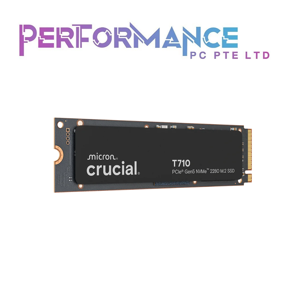 Crucial T710 1TB/2TB/4TB PCIe Gen5 NVMe 2280 M.2 SSD WITH/WITHOUT HEATSINK (5 YEARS WARRANTY BY CONVERGENT PTE LTD)