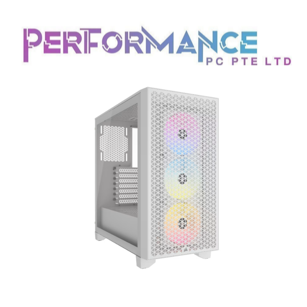 Corsair 3000D AIRFLOW RGB Mid-Tower PC Case - Black/White Includes 3x AR120 RGB Fans (2 YEARS WARRANTY BY CONVERGENT SYSTEMS PTE LTD)
