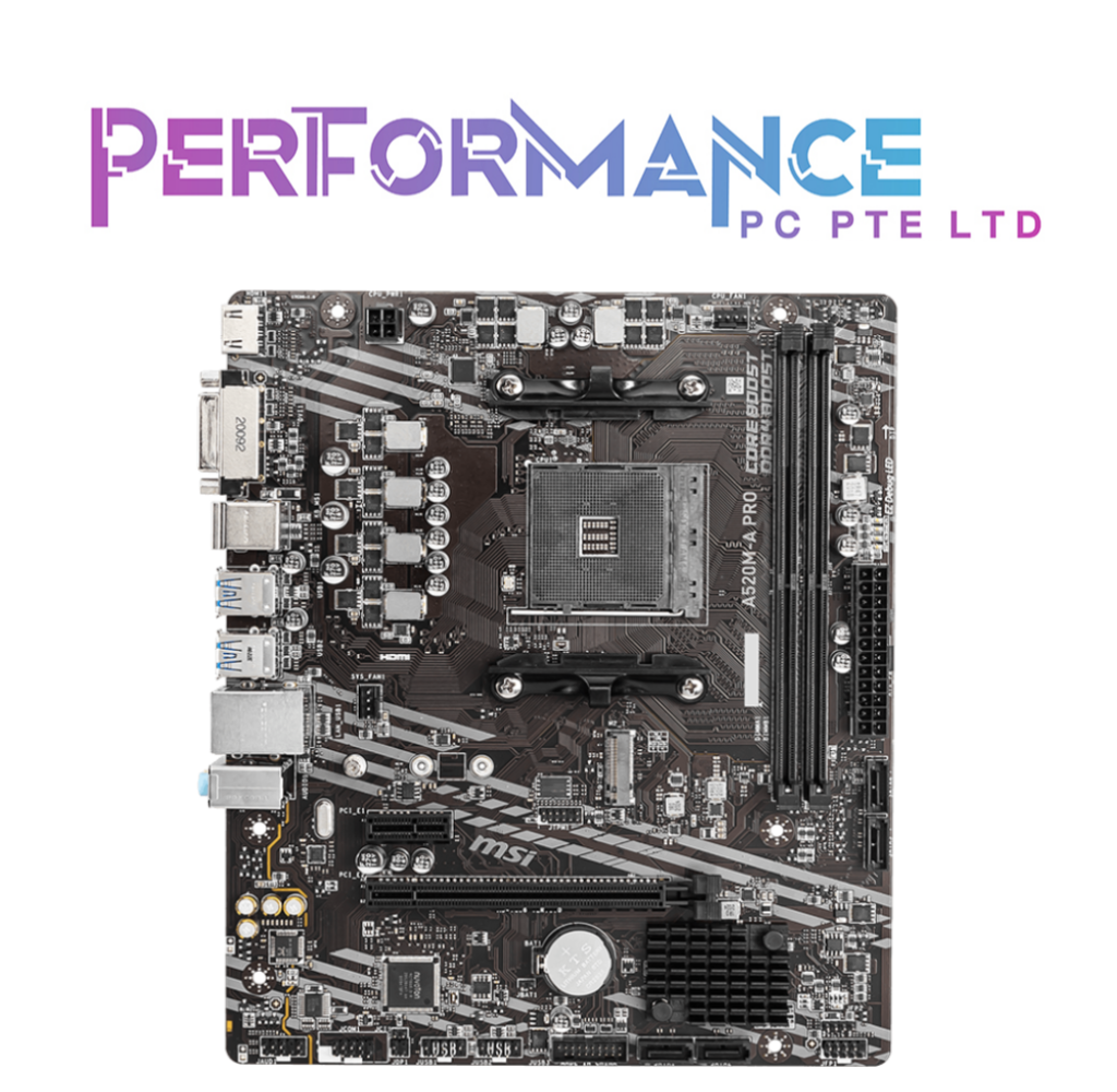 MSI A520M-A Pro AMD Socket AM4 MOTHERBOARD (3 YEARS WARRANTY BY CORBELL TECHNOLOGY PTE LTD)