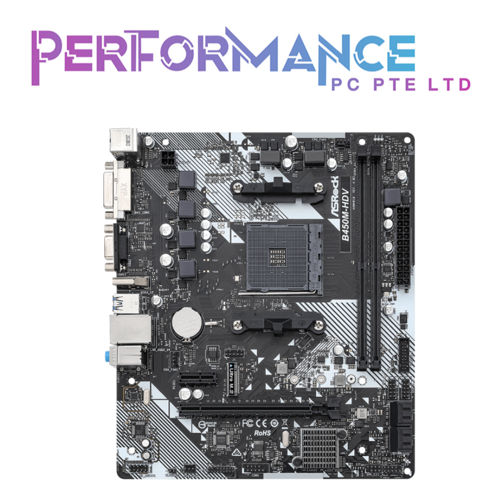 ASRock B450M-HDV R4.0 MOTHERBOARD Supports all AM4 CPUs (3 YEARS WARRANTY BY TECH DYNAMIC PTE LTD)