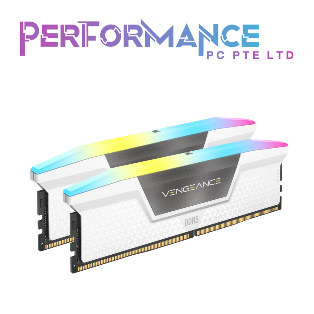 CORSAIR VENGEANCE RGB DDR5 64GB (2x32GB) 6000Mhz C40 1.30V - Black/white (LIMITED LIFETIME WARRANTY BY CONVERGENT SYSTEMS PTE LTD)
