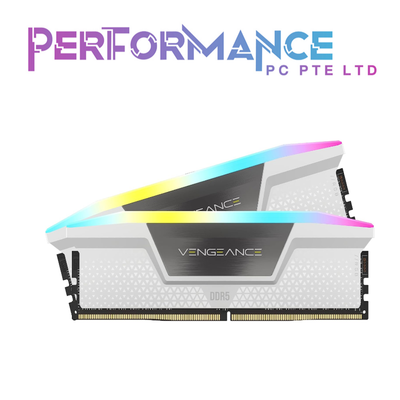 CORSAIR VENGEANCE RGB DDR5 64GB (2x32GB) 6000Mhz C40 1.30V - Black/white (LIMITED LIFETIME WARRANTY BY CONVERGENT SYSTEMS PTE LTD)
