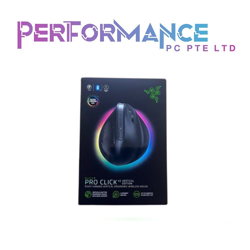 RAZER PRO CLICK V2 VERTICAL EDITION WIRELESS PRODUCTIVITY MOUSE (2 YEARS WARRANTY BY BAN LEONG TECHNOLOGY PTE LTD)