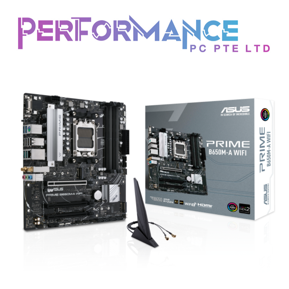 ASUS PRIME B650M-A WIFI B 650M A B650MA B 650MA B650M A AMD B650 Micro-ATX motherboard, DDR5, PCIe 5.0 M.2 support, Realtek 2.5Gb Ethernet, Wi-Fi 6, DisplayPort, VGA, HDMI ( 3 Years warranty by Avertek pte ltd )