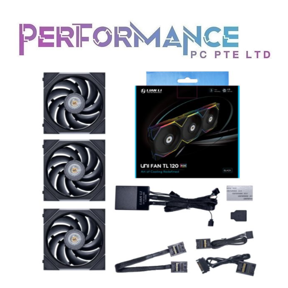 LIAN LI UNI FAN TL120 TL 120 RGB - 3PC BLACK / WHITE COOLER FAN REVERSE 2300 / 2600 RPM(3 YEARS WARRANTY BY CORBELL TECHNOLOGY PTE LTD)