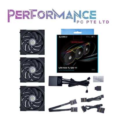 LIAN LI UNI FAN TL120 TL 120 RGB - 3PC BLACK / WHITE COOLER FAN REVERSE 2300 / 2600 RPM(3 YEARS WARRANTY BY CORBELL TECHNOLOGY PTE LTD)