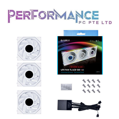 LIAN LI UNI FAN TL120LCD TL 120 LCD TL120 LCD RGB  - 3pc BLACK / WHITE REVERSE 2300 / 2600 RPM(3 YEARS WARRANTY BY CORBELL TECHNOLOGY PTE LTD)