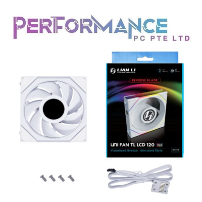 LIAN LI UNI FAN TL120LCD TL 120 LCD TL120 LCD - 1pc BLACK / WHITE REVERSE 2300 / 2600 RPM (3 YEARS WARRANTY BY CORBELL TECHNOLOGY PTE LTD)