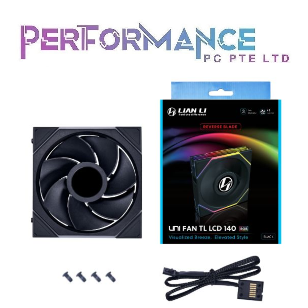 LIAN LI UNI FAN TL140LCD TL 140 LCD TL140 LCD RGB - 1pc BLACK / WHITE REVERSE 1800 RPM (3 YEARS WARRANTY BY CORBELL TECHNOLOGY PTE LTD)