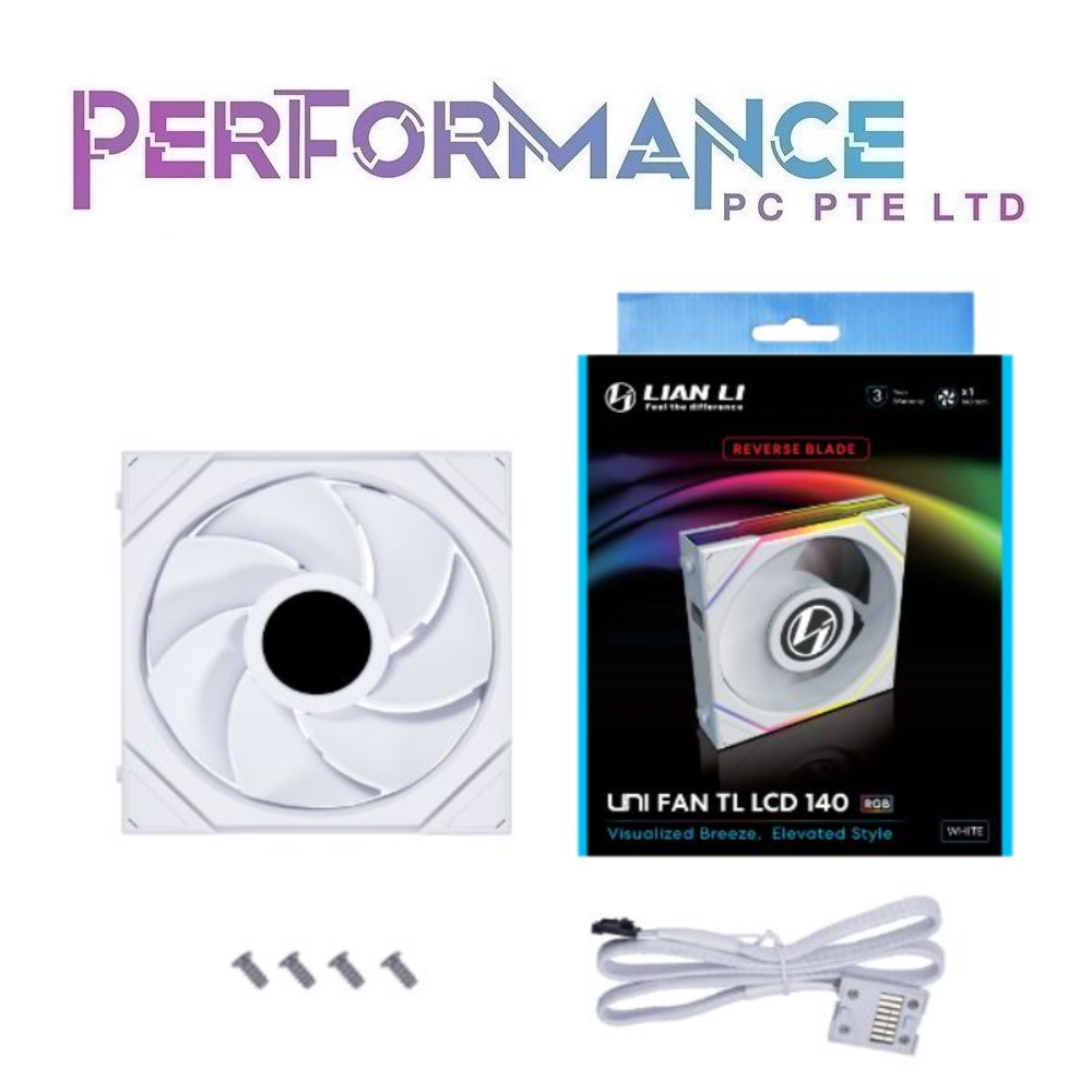 LIAN LI UNI FAN TL140LCD TL 140 LCD TL140 LCD RGB - 1pc BLACK / WHITE REVERSE 1800 RPM (3 YEARS WARRANTY BY CORBELL TECHNOLOGY PTE LTD)