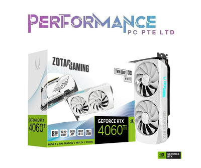 ZOTAC GAMING GeForce RTX 4060 Ti 8GB Twin Edge OC White Edition ( 3 + 2 YEARS WARRANTY BY TECH DYNAMIC PTE LTD )