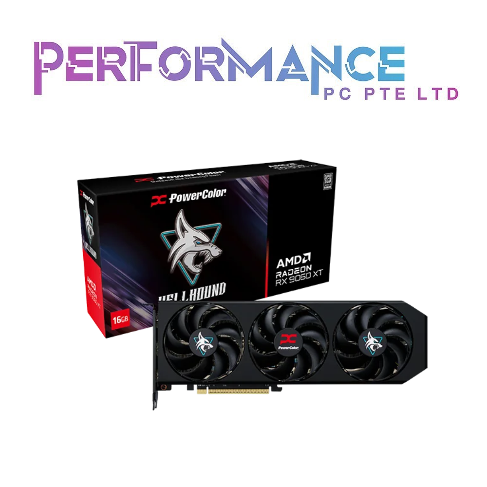 POWERCOLOR HELLHOUND RADEON BLACK/WHITE RX 9060 XT OC 8GB / 16GB GDDR6 (3YEARS WARRANTY BY BAN LEONG TECHNOLOGIES PTE LTD)
