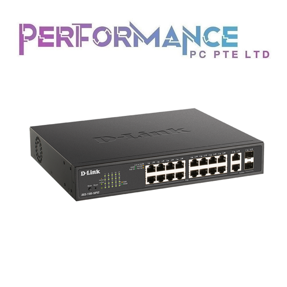 D-LINK 1100-18PV2 18-port Gigabit Smart Managed PoE (130W) Switch with 2-port Gigabit Combo Uplinks (LIFETIME WARRANTY BY BAN LEONG TECHNOLOGY PTE LTD)