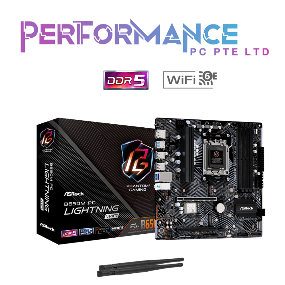 ASRock B650M PG Lightning Wifi 3 x M.2 Slot, Gen5x4 SSD supported Motherboard (3 YEARS WARRANTY BY ASROCK)