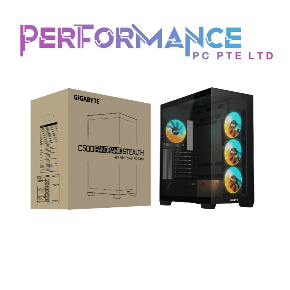 GIGABYTE C500 PANORAMIC STEALTH BLACK MID TOWER CASING (1 YEAR WARRANTY BY CDL TRADING PTE LTD)