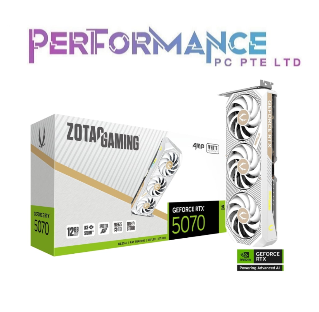 ZOTAC GAMING GeForce RTX 5070 12GB AMP White Edition (3 YEARS WARRANTY BY TECH DYNAMIC PTE LTD)
