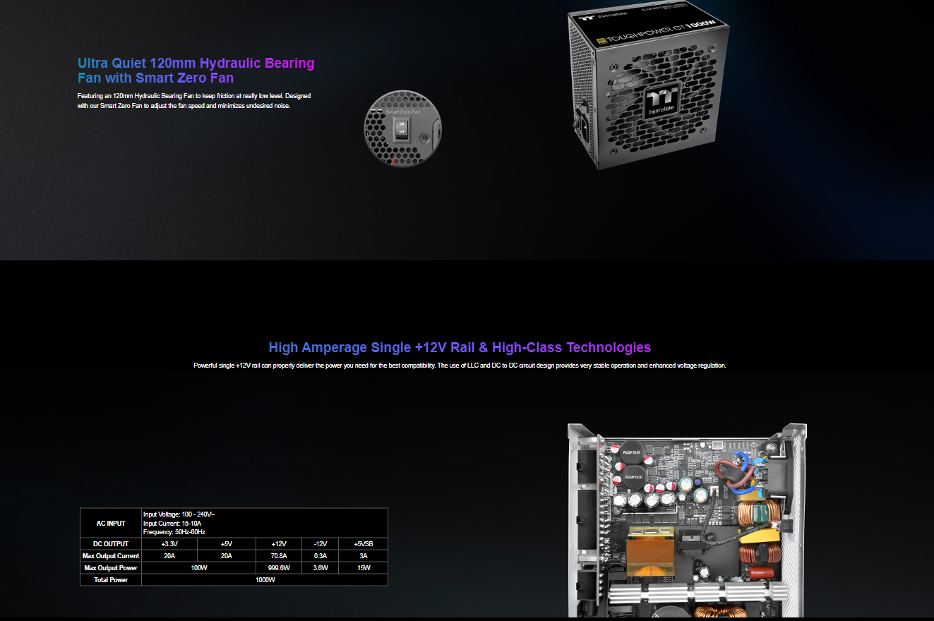THERMALTAKE  TOUGHPOWER GT 1000W/1200W ATX 3.1 80 PLUS Gold (7 YEARS WARRANTY BY CORBELL TECHNOLOGY)