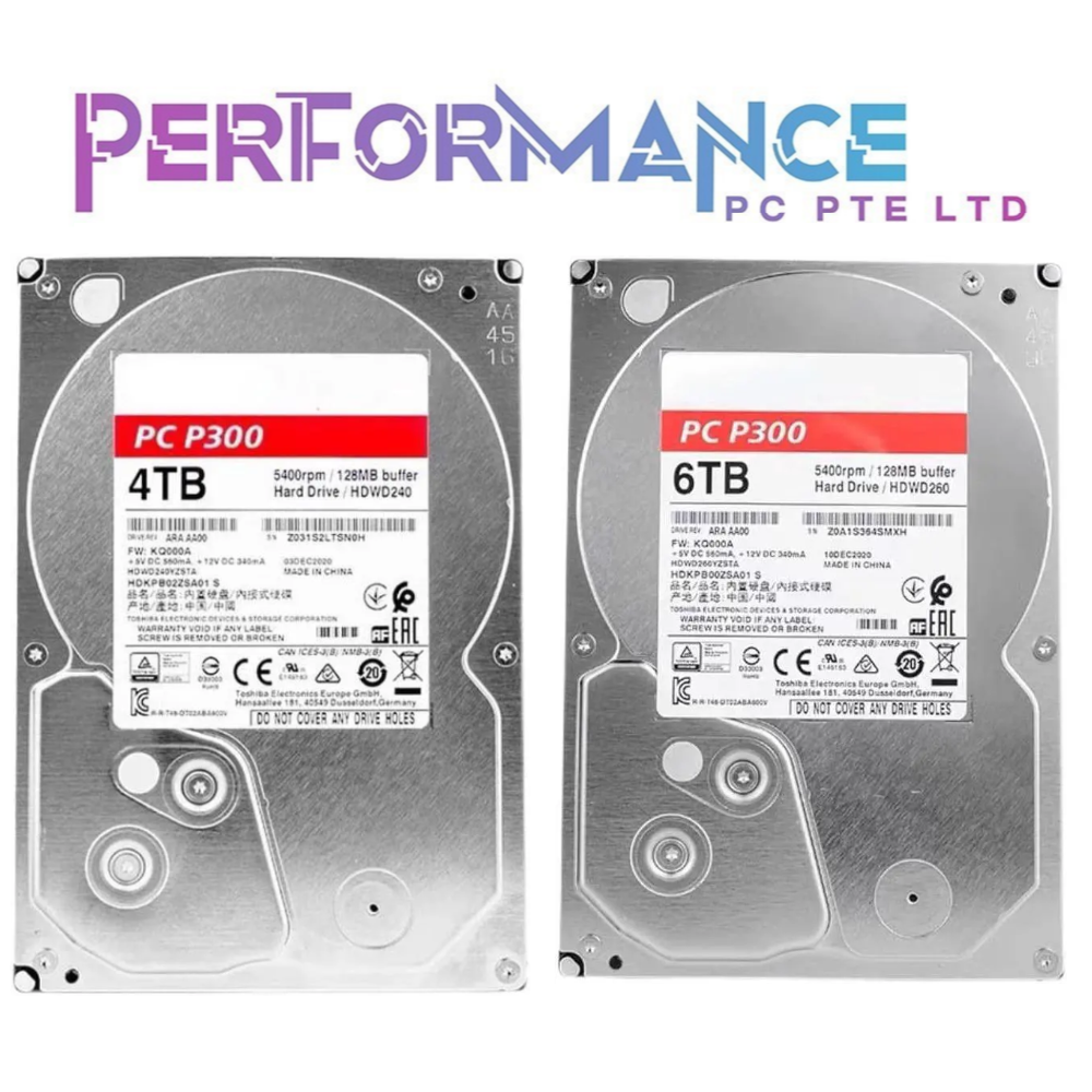TOSHIBA P300 DESKTOP INTERNAL HDD 4TB / 6TB 5400 rpm (2 YEARS WARRANTY)