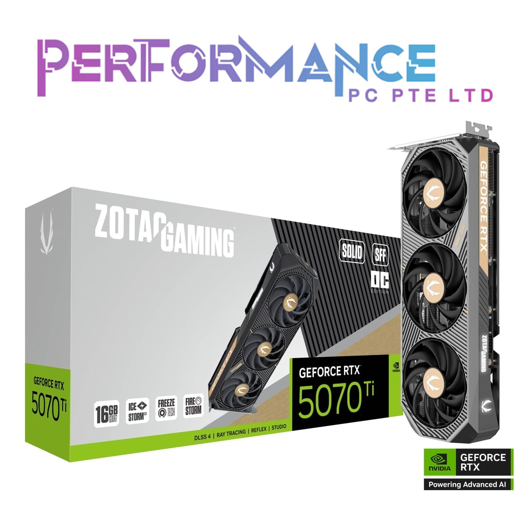 ZOTAC GAMING GeForce RTX 5070 Ti 5070TI SOLID SFF OC GRAPHIC CARD (3 YEARS WARRANTY BY TECH DYNAMIC PTE LTD)
