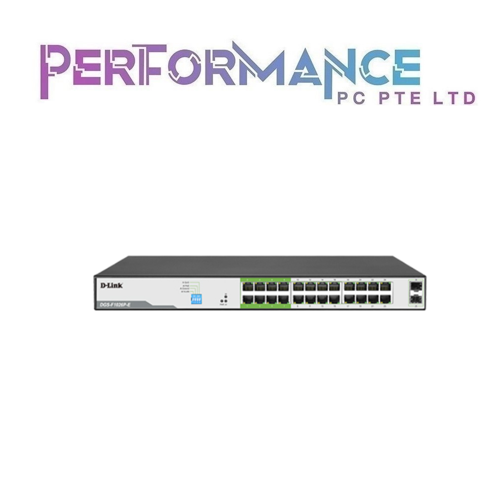 D-Link DGS-F1026P-E 250M 24-Port Gigabit PoE Switch + 2 SFP Ports (3 YEARS WARRANTY BY BAN LEONG TECHNOLOGY PTE LTD)