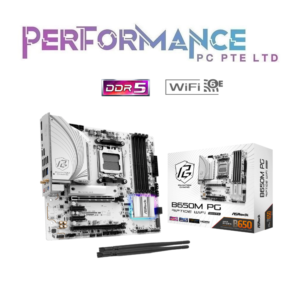 ASROCK B650M B650 M B 650M PG RIPTIDE WIFI MOTHERBOARD - White (3 YEARS WARRANTY BY TECH DYNAMIC PTE LTD)