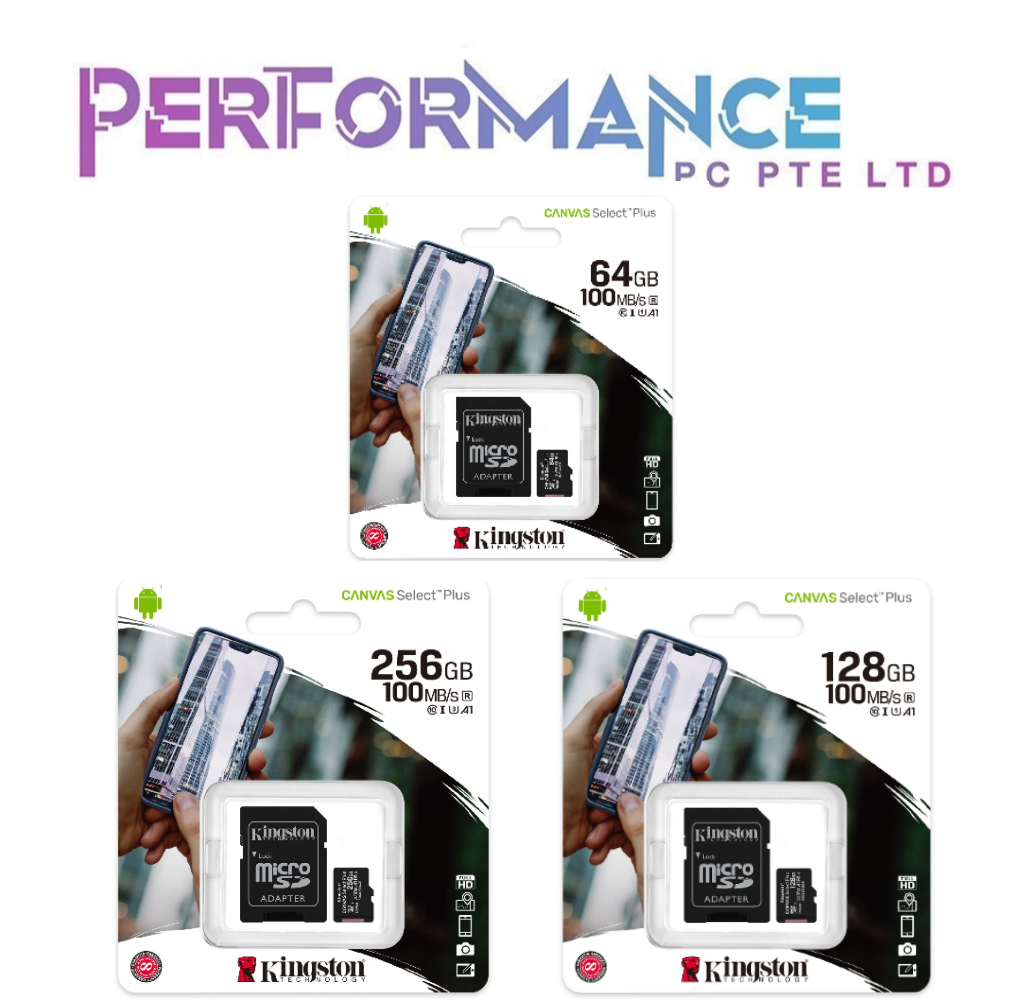 Kingston Canvas Select Plus MICRO SD Card 100MB/s 64GB/128GB/256GB (LIFETIME WARRANTY BY CONVERGENT SYSTEM PTE LTD)