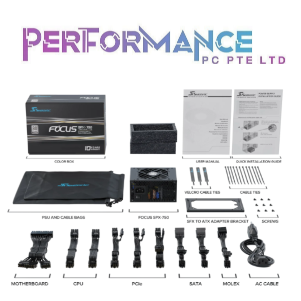 SEASONIC SPX 750 PSU/80 PLUS Platinum Certified/Fully Modular/Hybrid Fan/SPX to ATX Bracket , Cable Seperated (10 YEARS WARRANTY BY CORBELL TECHNOLOGY PTE LTD)
