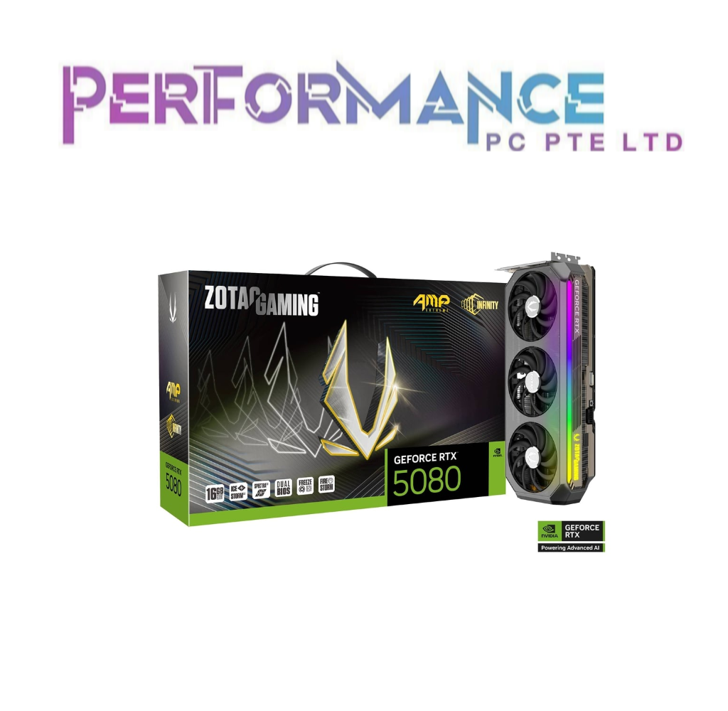 ZOTAC GAMING GeForce RTX 5080 AMP Extreme INFINITY (3 YEAR WARRANTY BY TECH DYNAMIC PTE LTD)