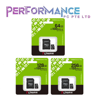 Kingston SDCS3 microSDXC CARD Canvas Select Plus Gen3 100MB/s  64GB /128GB /256GB /512GB /1TB (LIFETIME WARRANTY BY CONVERGENT)